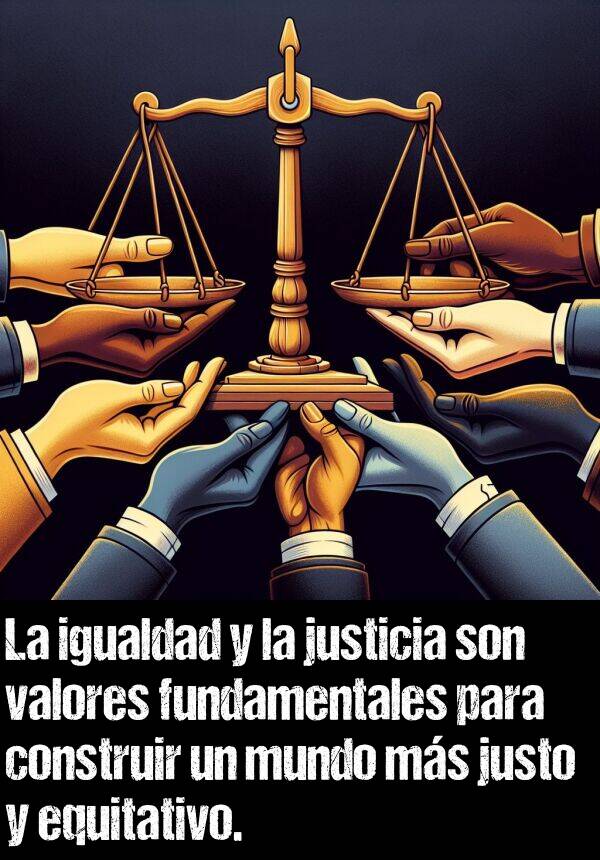 equitativo: La igualdad y la justicia son valores fundamentales para construir un mundo ms justo y equitativo.