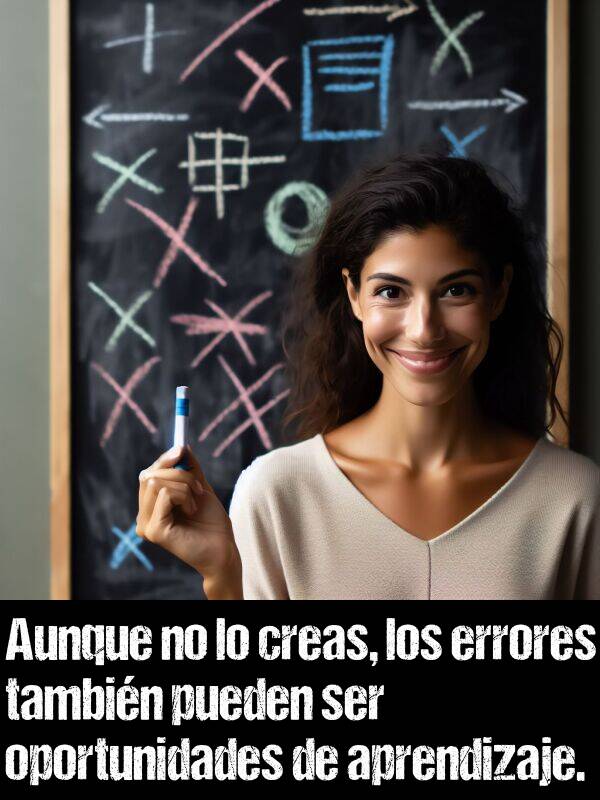 aprendizaje: Aunque no lo creas, los errores tambin pueden ser oportunidades de aprendizaje.