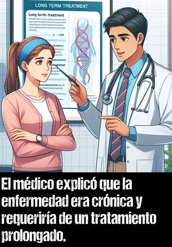 prolongado: El mdico explic que la enfermedad era crnica y requerira de un tratamiento prolongado.