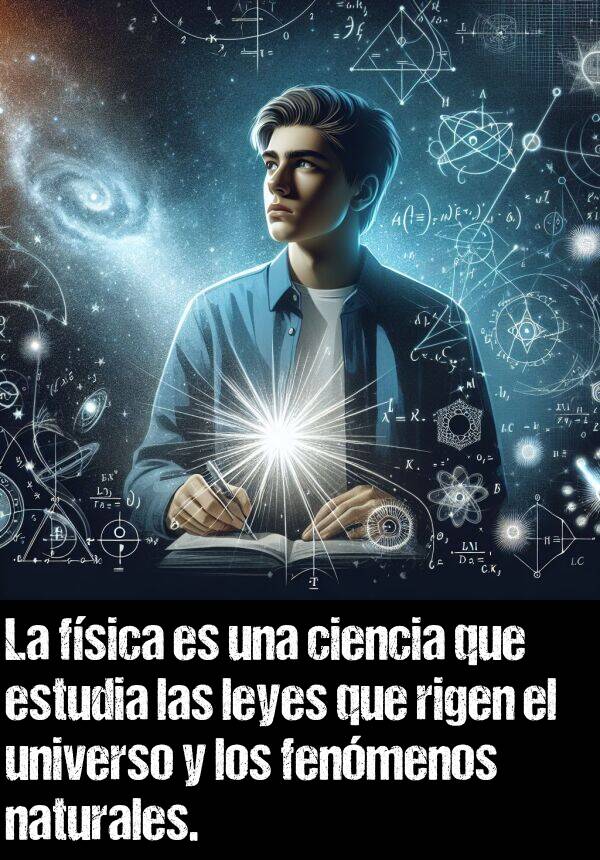 rigen: La fsica es una ciencia que estudia las leyes que rigen el universo y los fenmenos naturales.