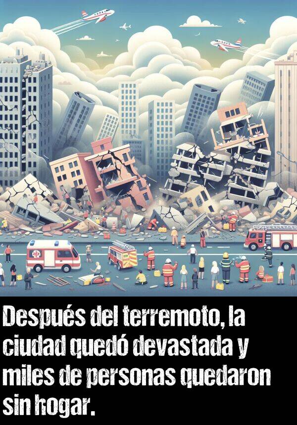 miles: Despus del terremoto, la ciudad qued devastada y miles de personas quedaron sin hogar.