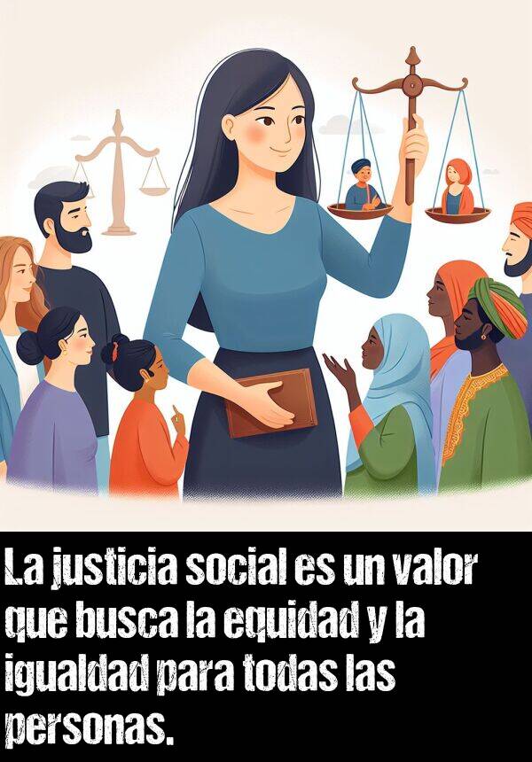 igualdad: La justicia social es un valor que busca la equidad y la igualdad para todas las personas.