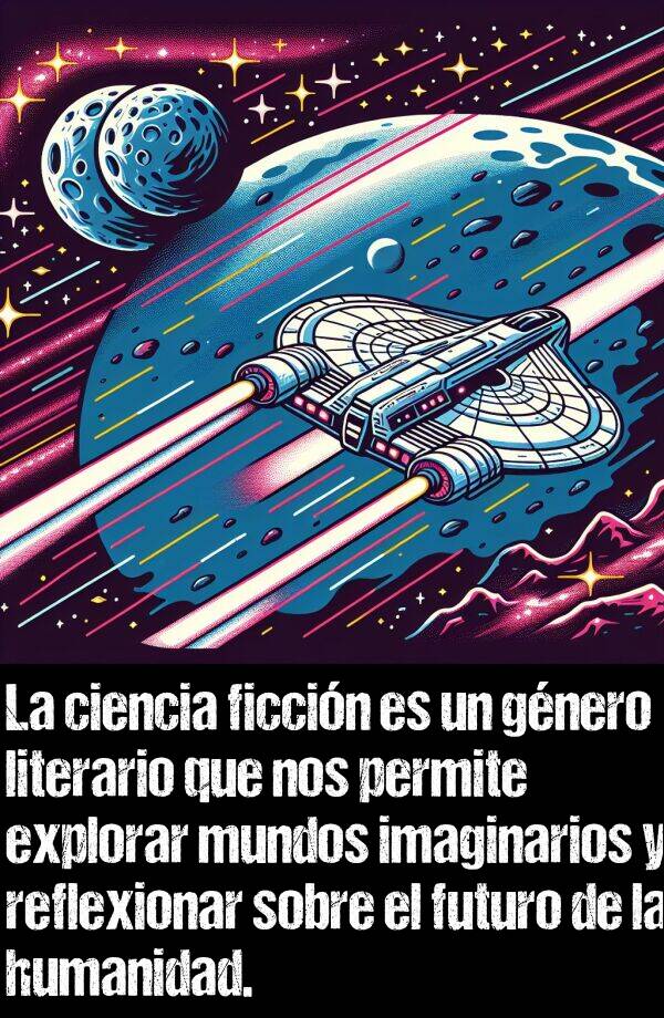 ciencia: La ciencia ficcin es un gnero literario que nos permite explorar mundos imaginarios y reflexionar sobre el futuro de la humanidad.