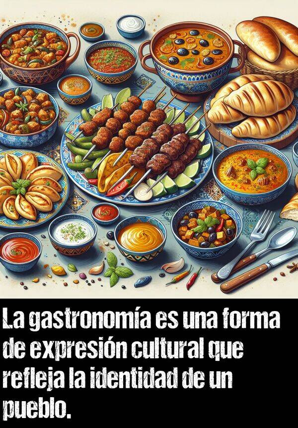 identidad: La gastronoma es una forma de expresin cultural que refleja la identidad de un pueblo.