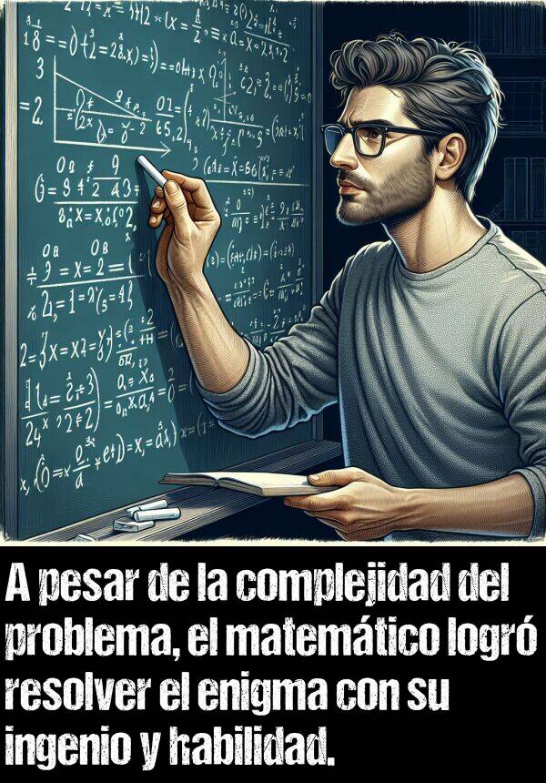 resolver: A pesar de la complejidad del problema, el matemtico logr resolver el enigma con su ingenio y habilidad.