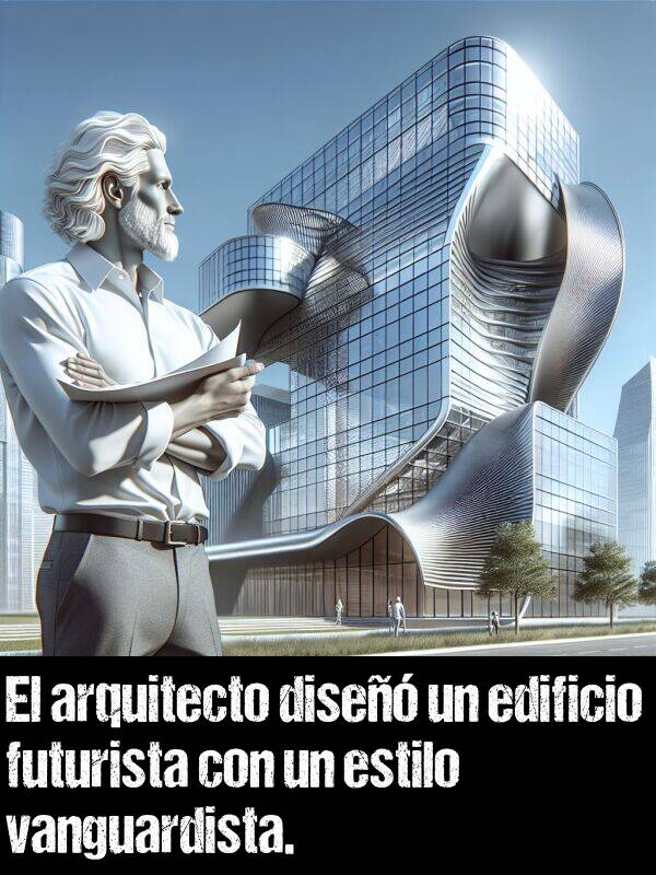 arquitecto: El arquitecto dise un edificio futurista con un estilo vanguardista.