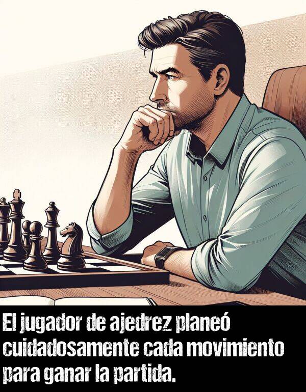 partida: El jugador de ajedrez plane cuidadosamente cada movimiento para ganar la partida.
