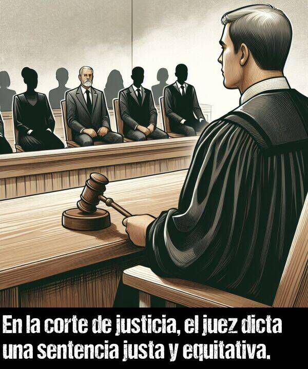 justa: En la corte de justicia, el juez dicta una sentencia justa y equitativa.