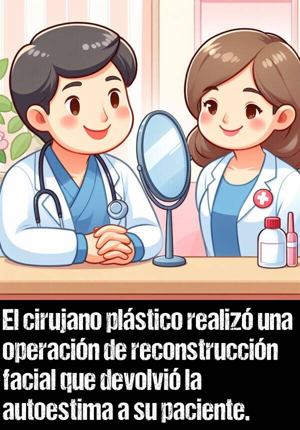 realiz: El cirujano plstico realiz una operacin de reconstruccin facial que devolvi la autoestima a su paciente.