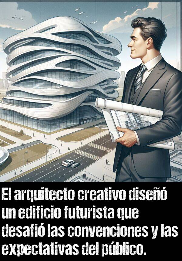 expectativa: El arquitecto creativo dise un edificio futurista que desafi las convenciones y las expectativas del pblico.