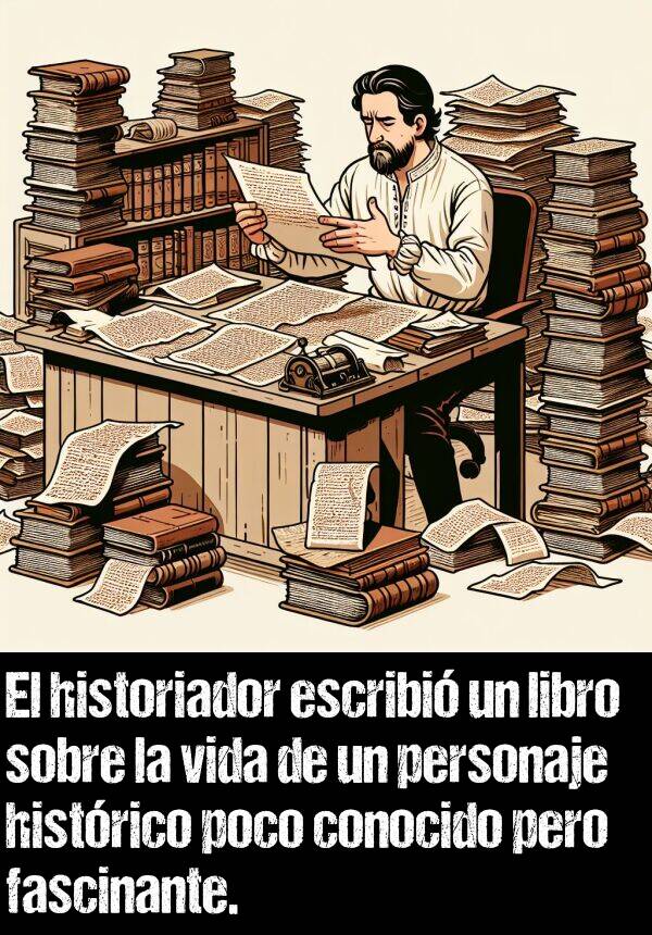 personaje: El historiador escribi un libro sobre la vida de un personaje histrico poco conocido pero fascinante.