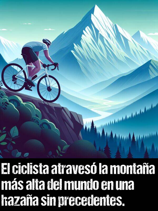 precedente: El ciclista atraves la montaa ms alta del mundo en una hazaa sin precedentes.