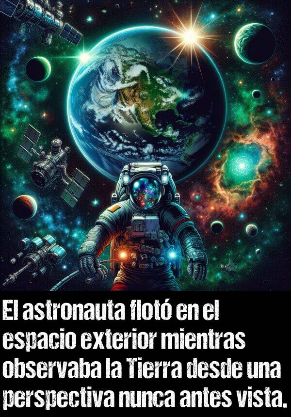 exterior: El astronauta flot en el espacio exterior mientras observaba la Tierra desde una perspectiva nunca antes vista.