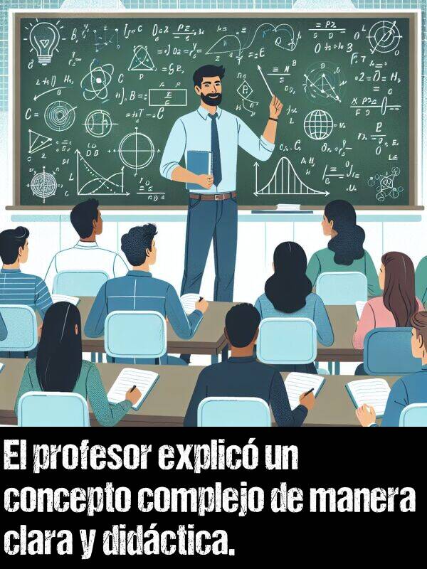 concepto: El profesor explic un concepto complejo de manera clara y didctica.