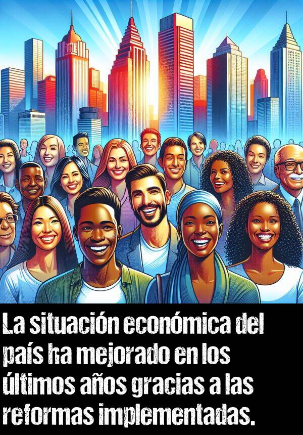 situacin: La situacin econmica del pas ha mejorado en los ltimos aos gracias a las reformas implementadas.