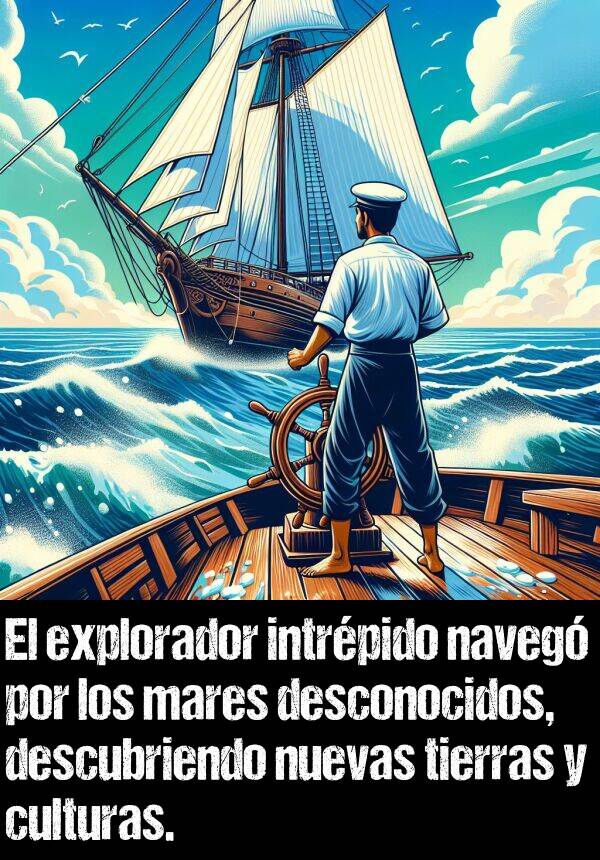 explorador: El explorador intrpido naveg por los mares desconocidos, descubriendo nuevas tierras y culturas.