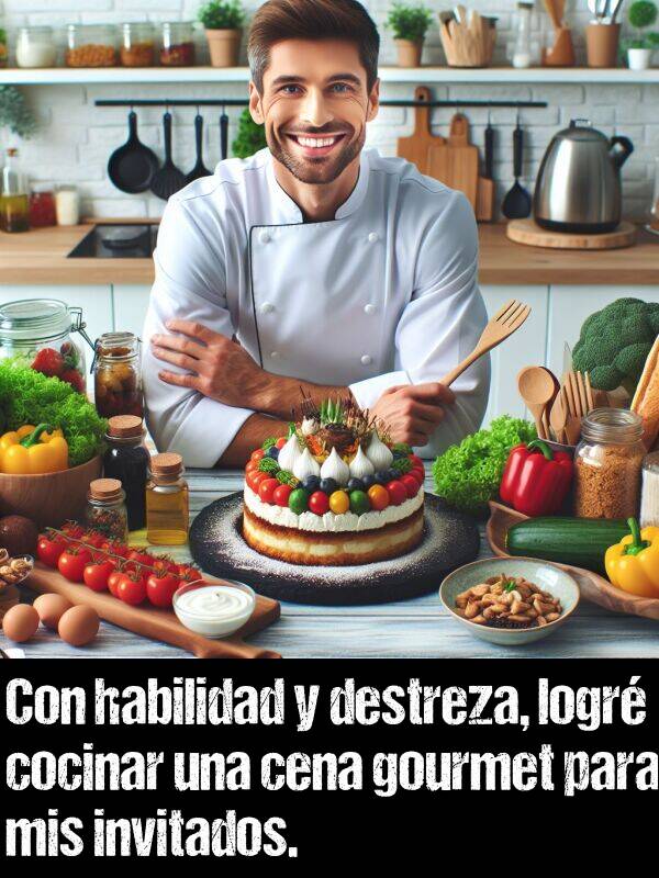 gourmet: Con habilidad y destreza, logr cocinar una cena gourmet para mis invitados.