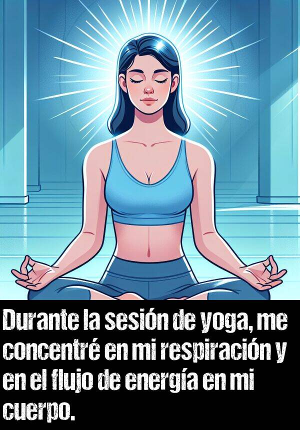 sesin: Durante la sesin de yoga, me concentr en mi respiracin y en el flujo de energa en mi cuerpo.