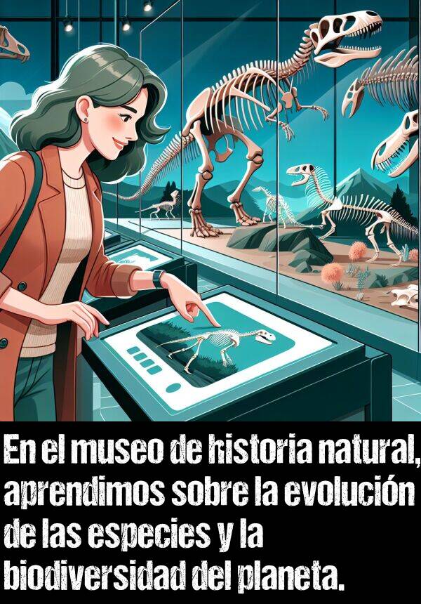 natural: En el museo de historia natural, aprendimos sobre la evolucin de las especies y la biodiversidad del planeta.