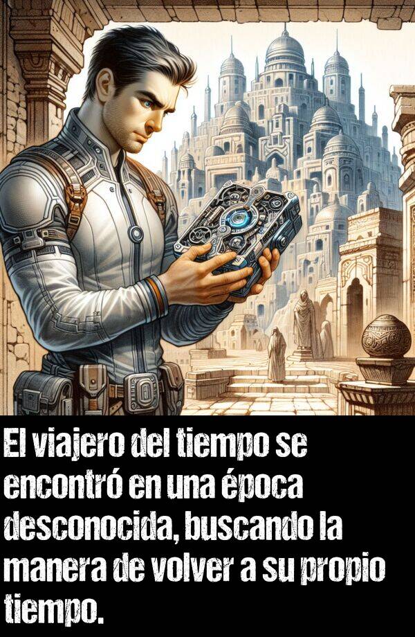 desconocida: El viajero del tiempo se encontr en una poca desconocida, buscando la manera de volver a su propio tiempo.