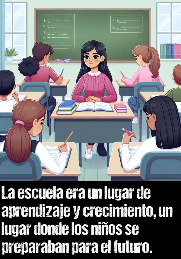 donde: La escuela era un lugar de aprendizaje y crecimiento, un lugar donde los nios se preparaban para el futuro.