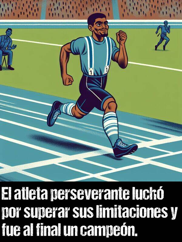 limitacin: El atleta perseverante luch por superar sus limitaciones y fue al final un campen.