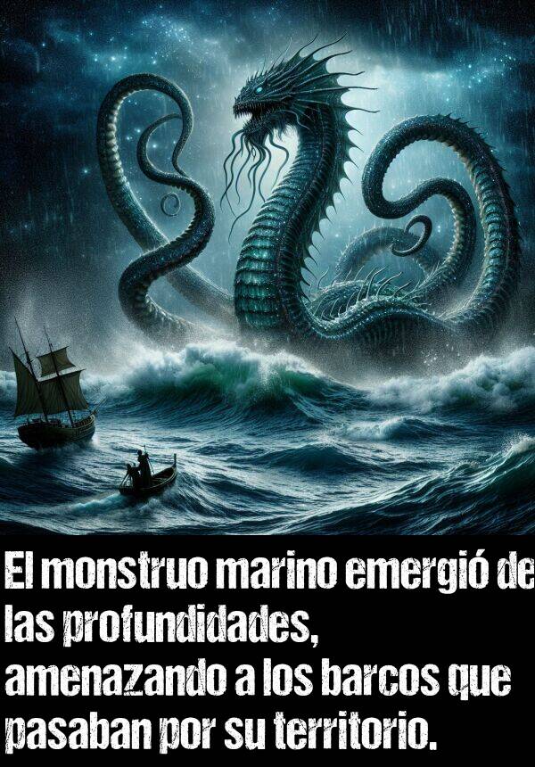 monstruo: El monstruo marino emergi de las profundidades, amenazando a los barcos que pasaban por su territorio.