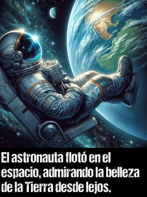 admirando: El astronauta flot en el espacio, admirando la belleza de la Tierra desde lejos.