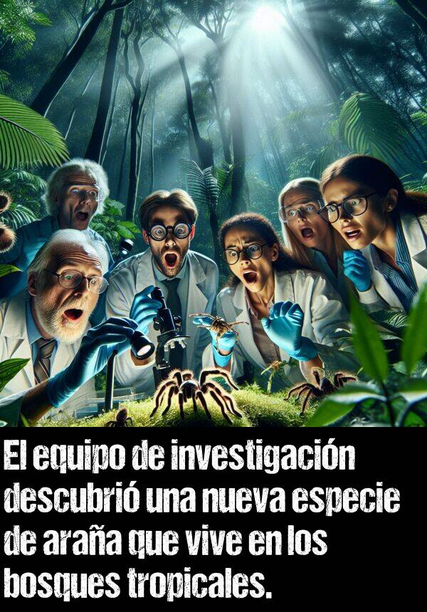 araa: El equipo de investigacin descubri una nueva especie de araa que vive en los bosques tropicales.