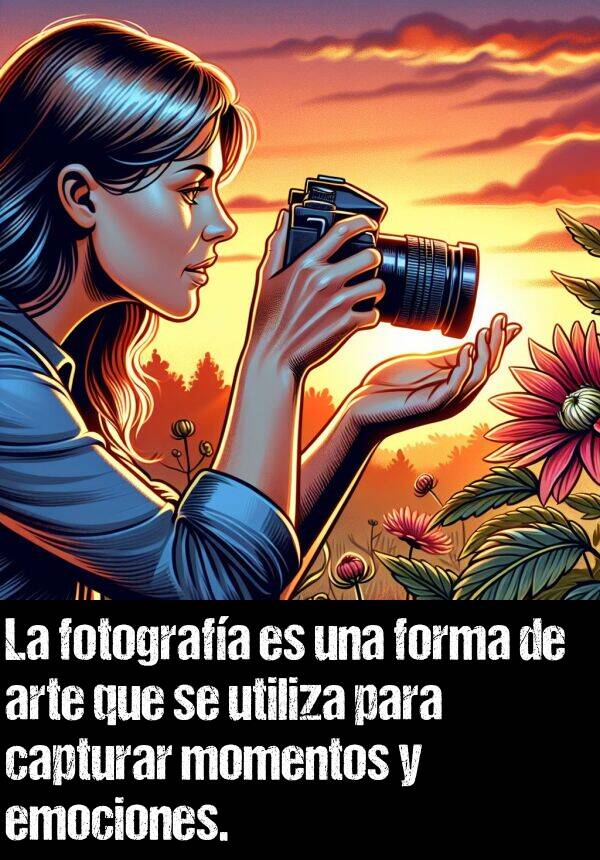 momentos: La fotografa es una forma de arte que se utiliza para capturar momentos y emociones.