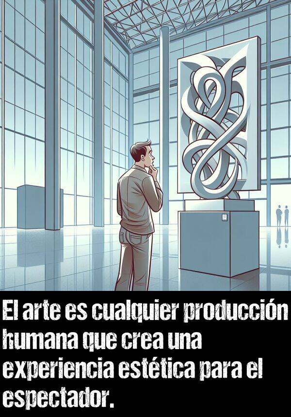 produccin: El arte es cualquier produccin humana que crea una experiencia esttica para el espectador.