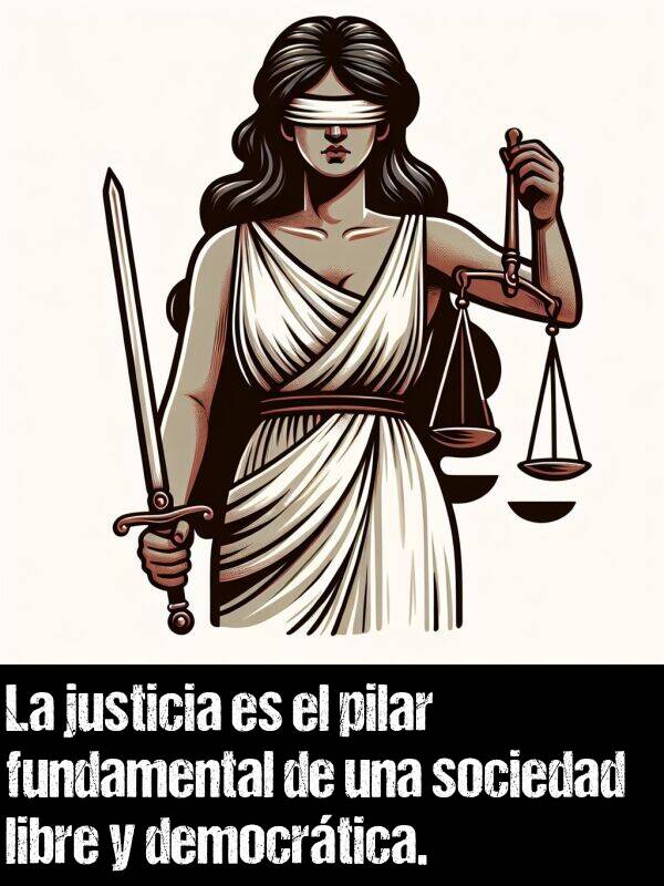 sociedad: La justicia es el pilar fundamental de una sociedad libre y democrtica.