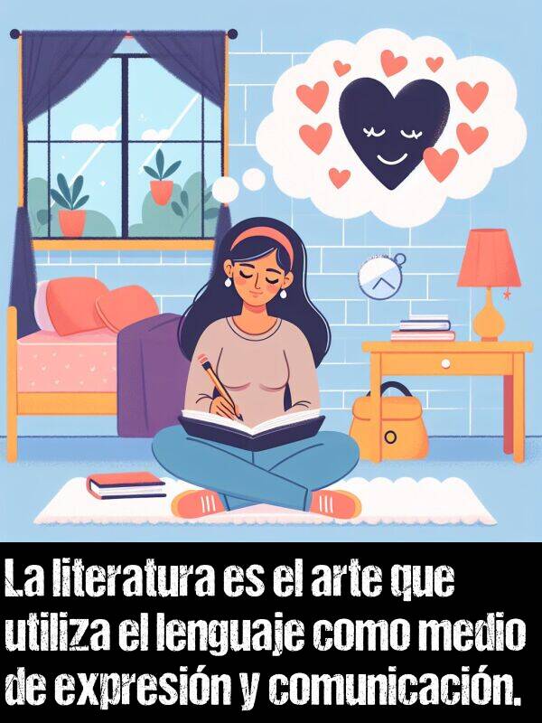 comunicacin: La literatura es el arte que utiliza el lenguaje como medio de expresin y comunicacin.