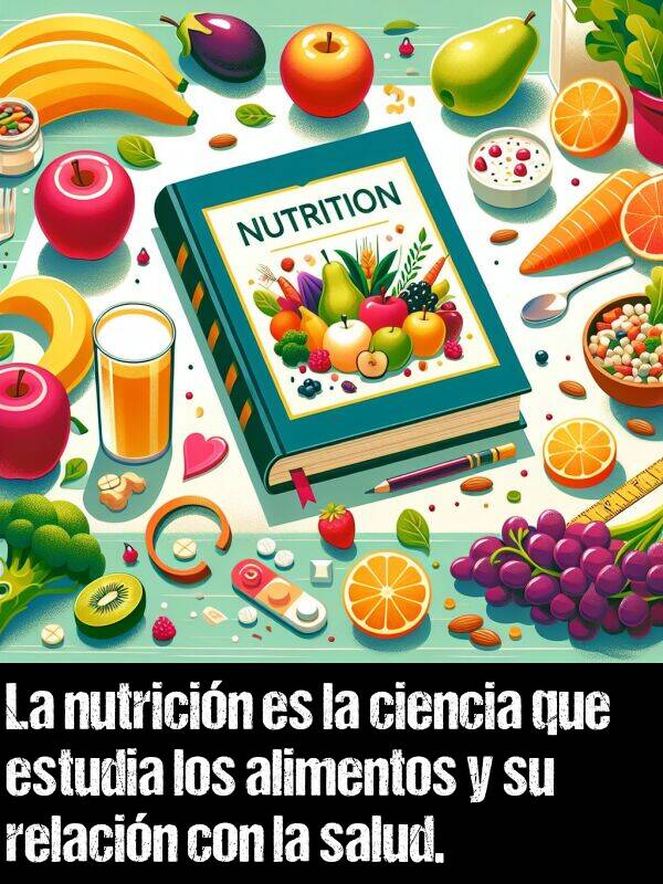 salud: La nutricin es la ciencia que estudia los alimentos y su relacin con la salud.