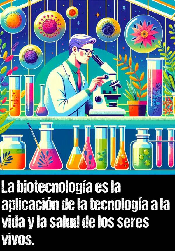 aplicacin: La biotecnologa es la aplicacin de la tecnologa a la vida y la salud de los seres vivos.