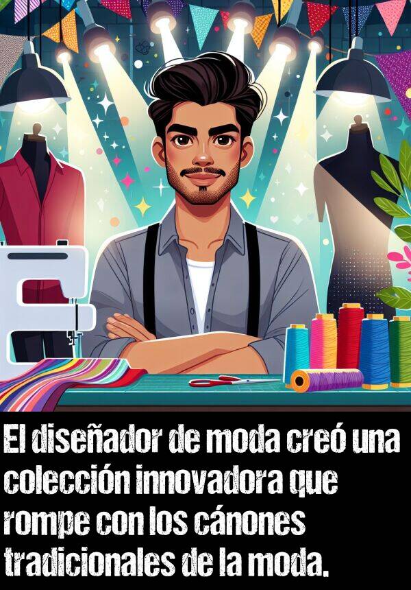 moda: El diseador de moda cre una coleccin innovadora que rompe con los cnones tradicionales de la moda.