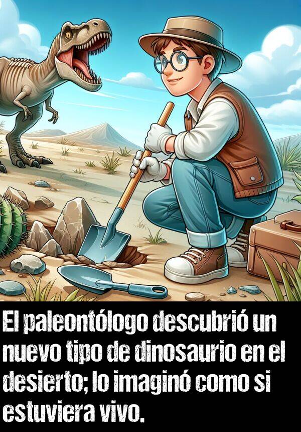 tipo: El paleontlogo descubri un nuevo tipo de dinosaurio en el desierto; lo imagin como si estuviera vivo.