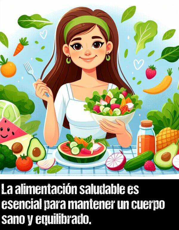 sano: La alimentacin saludable es esencial para mantener un cuerpo sano y equilibrado.