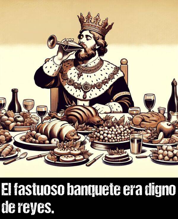 fastuoso: El fastuoso banquete era digno de reyes.