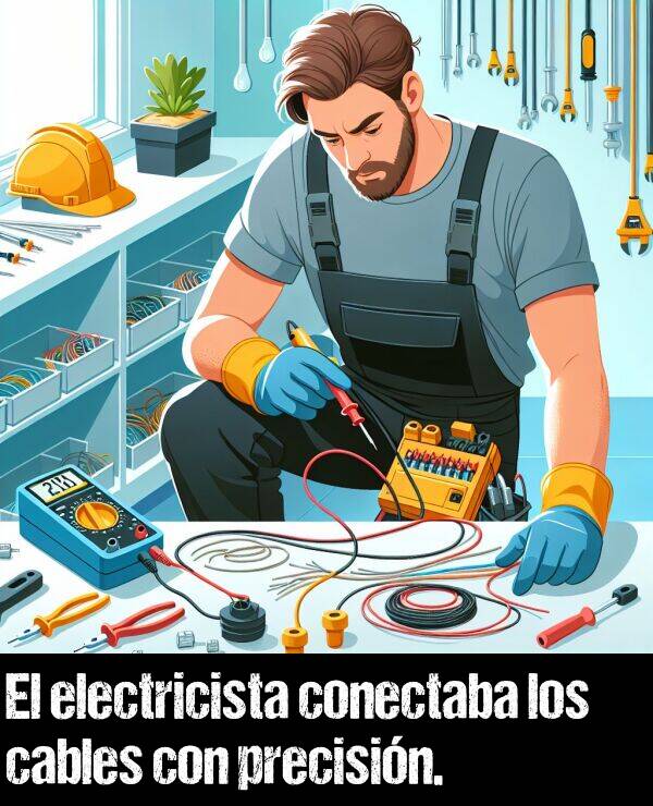 precisin: El electricista conectaba los cables con precisin.