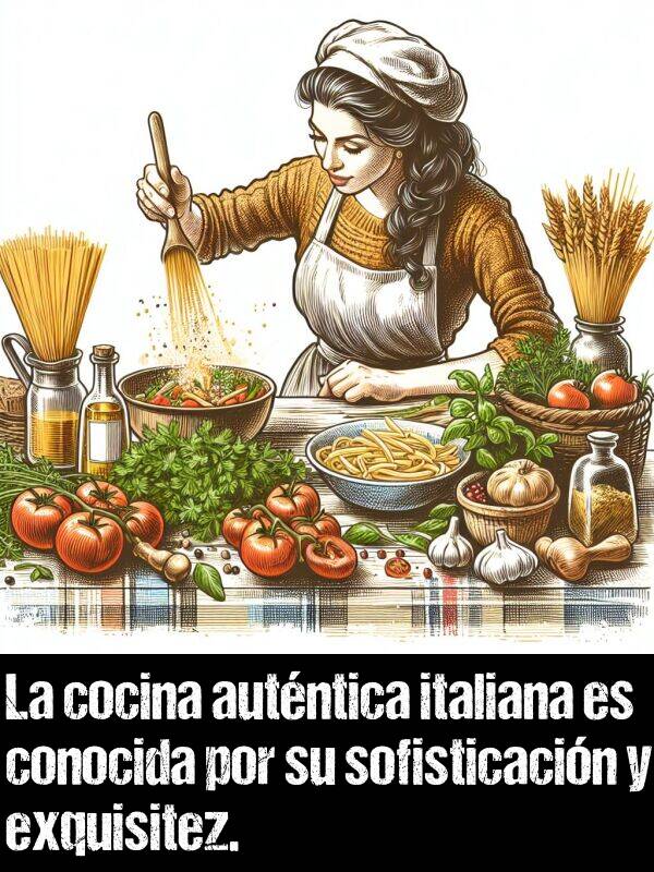 italiana: La cocina autntica italiana es conocida por su sofisticacin y exquisitez.