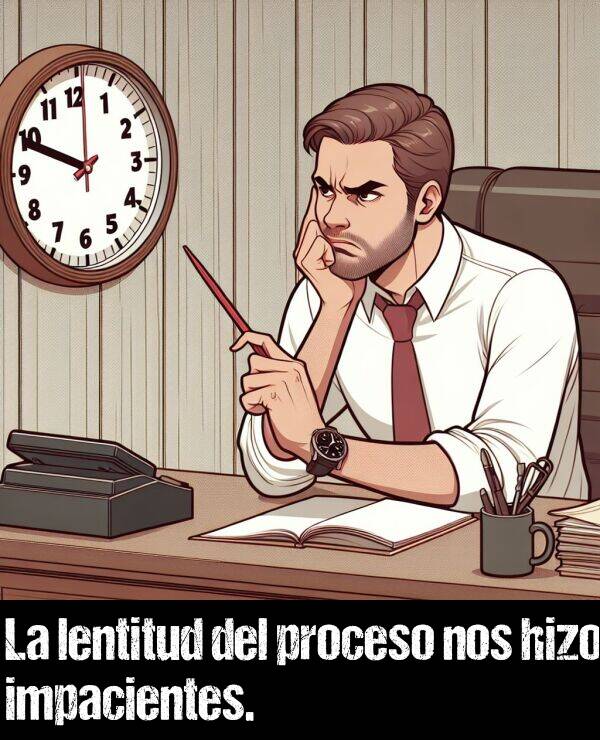 proceso: La lentitud del proceso nos hizo impacientes.