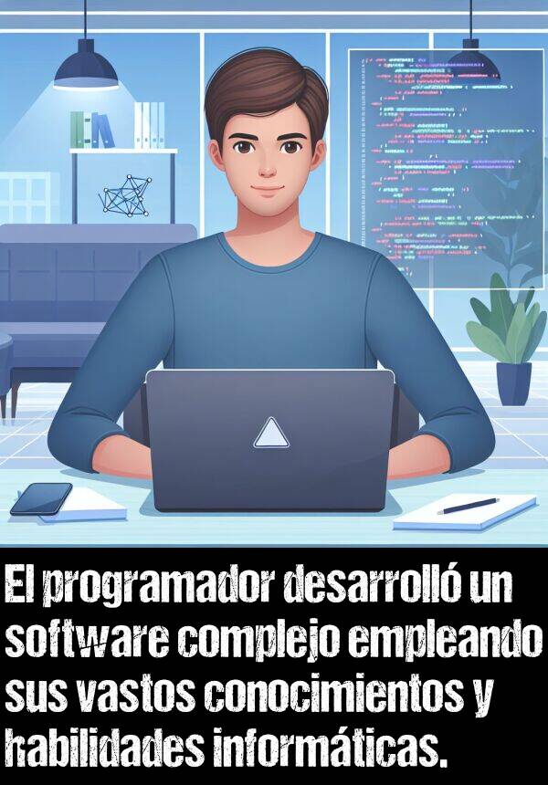 informticas: El programador desarroll un software complejo empleando sus vastos conocimientos y habilidades informticas.