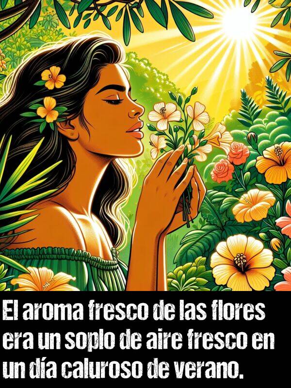 soplo: El aroma fresco de las flores era un soplo de aire fresco en un da caluroso de verano.