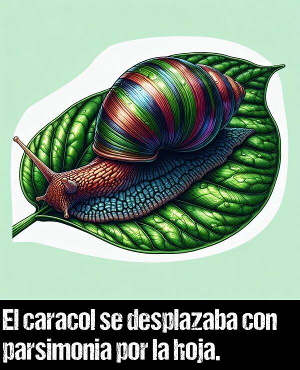 desplazaba: El caracol se desplazaba con parsimonia por la hoja.