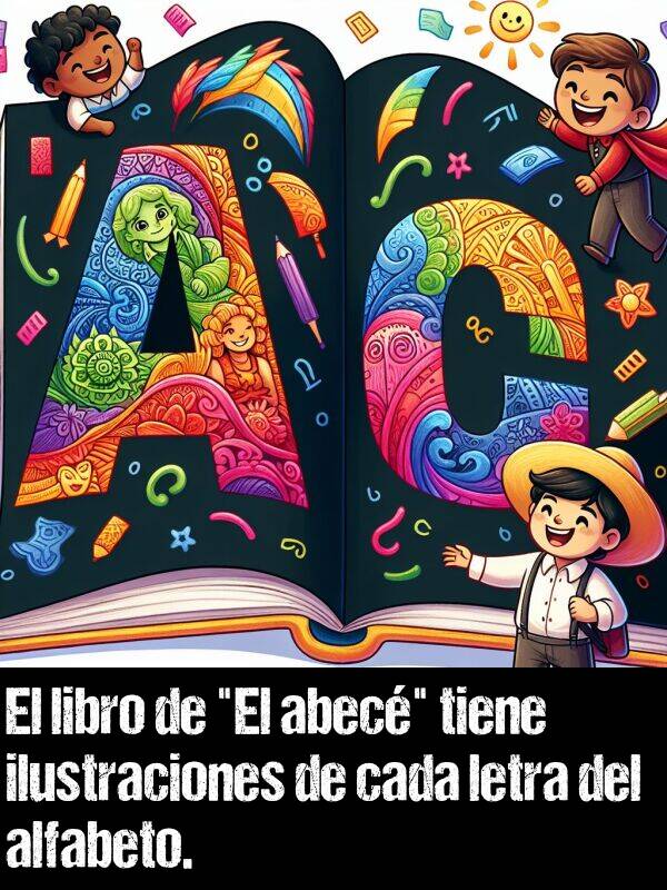 letra: El libro de "El abec" tiene ilustraciones de cada letra del alfabeto.