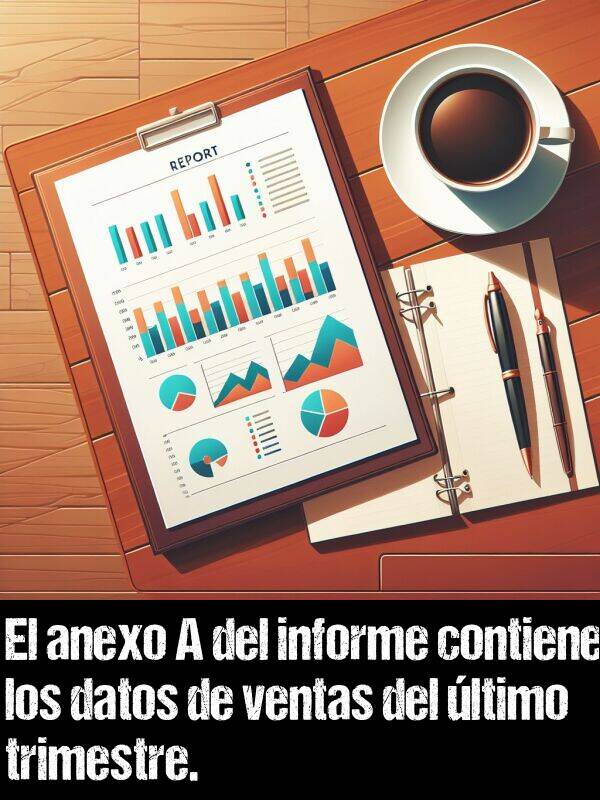 anexo: El anexo A del informe contiene los datos de ventas del ltimo trimestre.