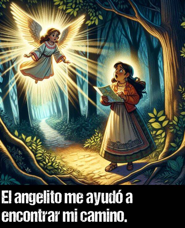 ayud: El angelito me ayud a encontrar mi camino.