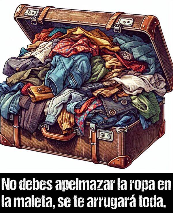 te: No debes apelmazar la ropa en la maleta, se te arrugar toda.