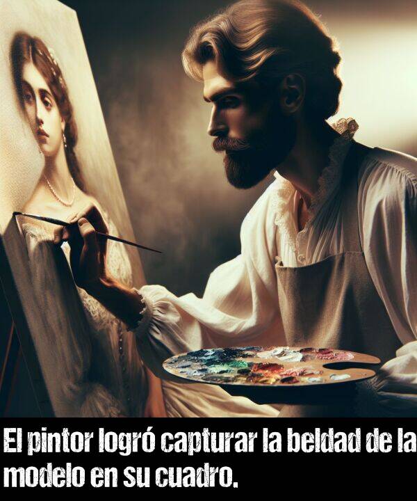 modelo: El pintor logr capturar la beldad de la modelo en su cuadro.